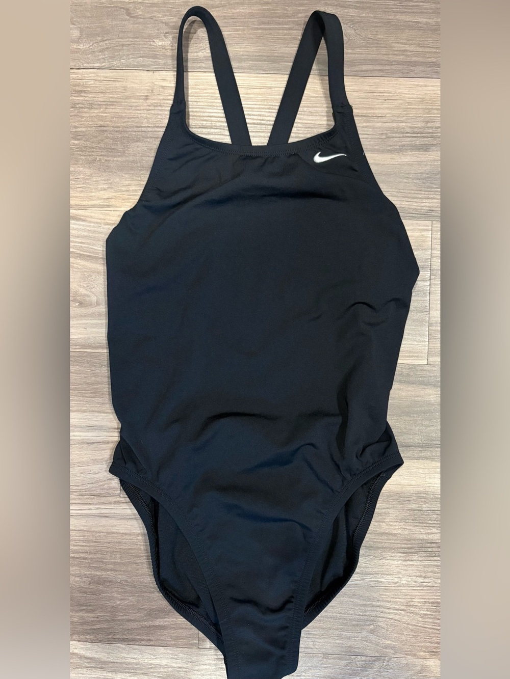Nike Black Swimwear Top with White Logo Print